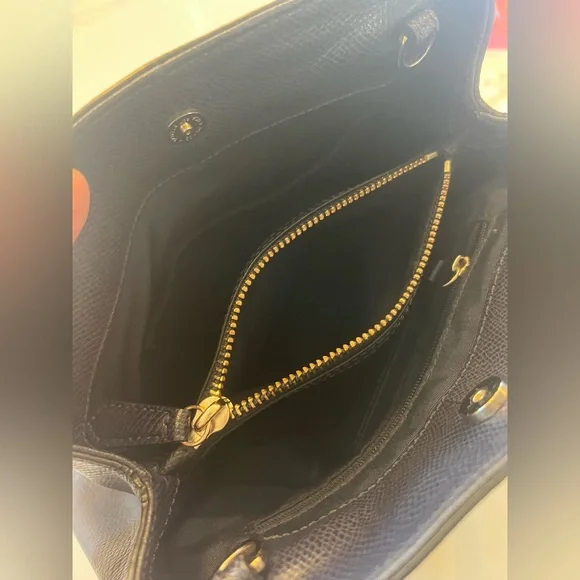 Coach Blue and Gold Leather Satchel Crossbody, with Structured Design EUC - Picture 12 of 14